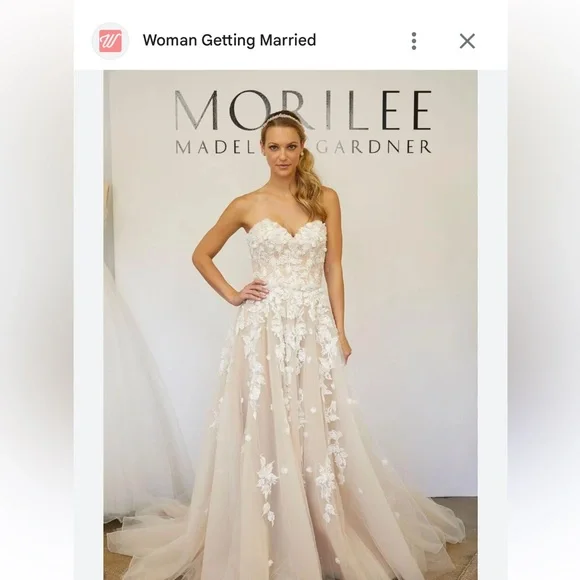 Strapless Gown with White Floral Details - Picture 15 of 15